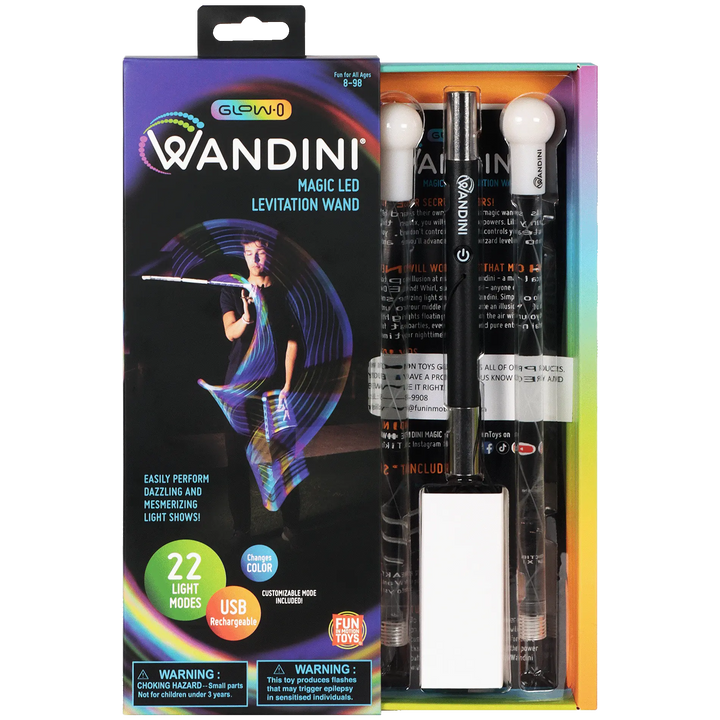Thumbnail image showing another view of the Wandini Glow.0 Magic LED Levitation Wand packaging, emphasizing the product features and contents.
