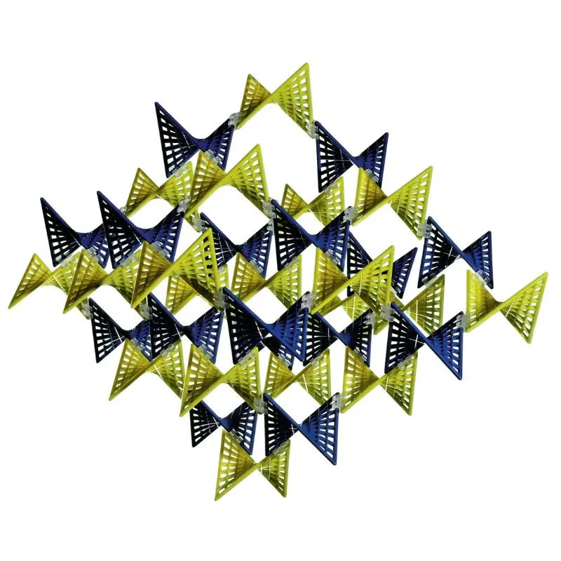 Yellow and green HyperTiles geometric structure, demonstrating complex assembly possibilities.