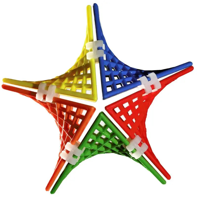 HyperTiles star-shaped geometric structure in blue, red, green, and yellow, illustrating a creative build.