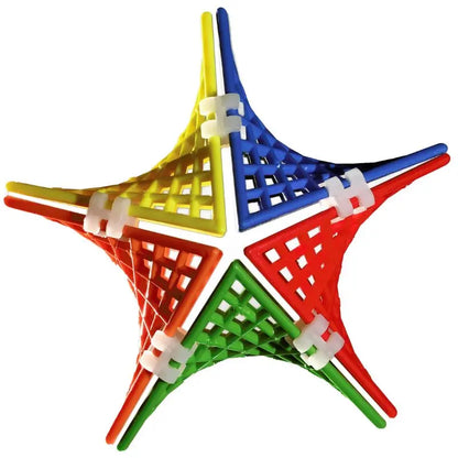 HyperTiles star-shaped geometric structure in blue, red, green, and yellow, illustrating a creative build.
