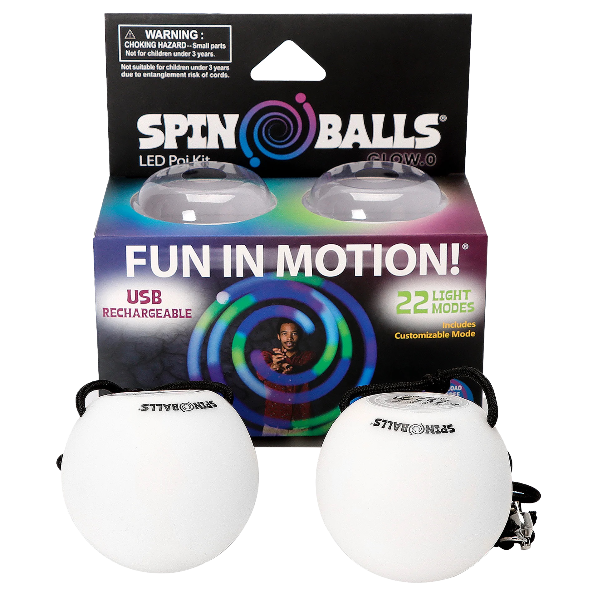 Spinballs Glow. 0 LED Rechargeable Poi Set
