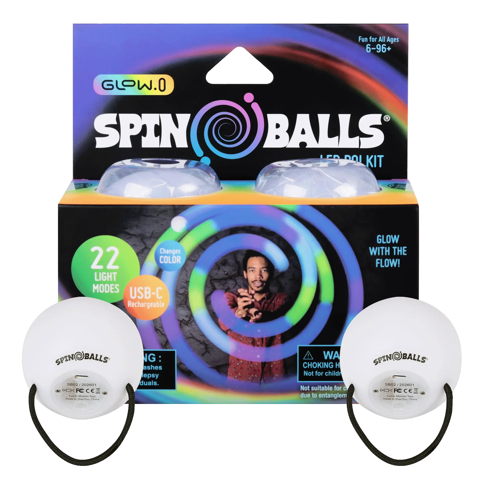Spinballs Glow. 0 LED Rechargeable Poi Set