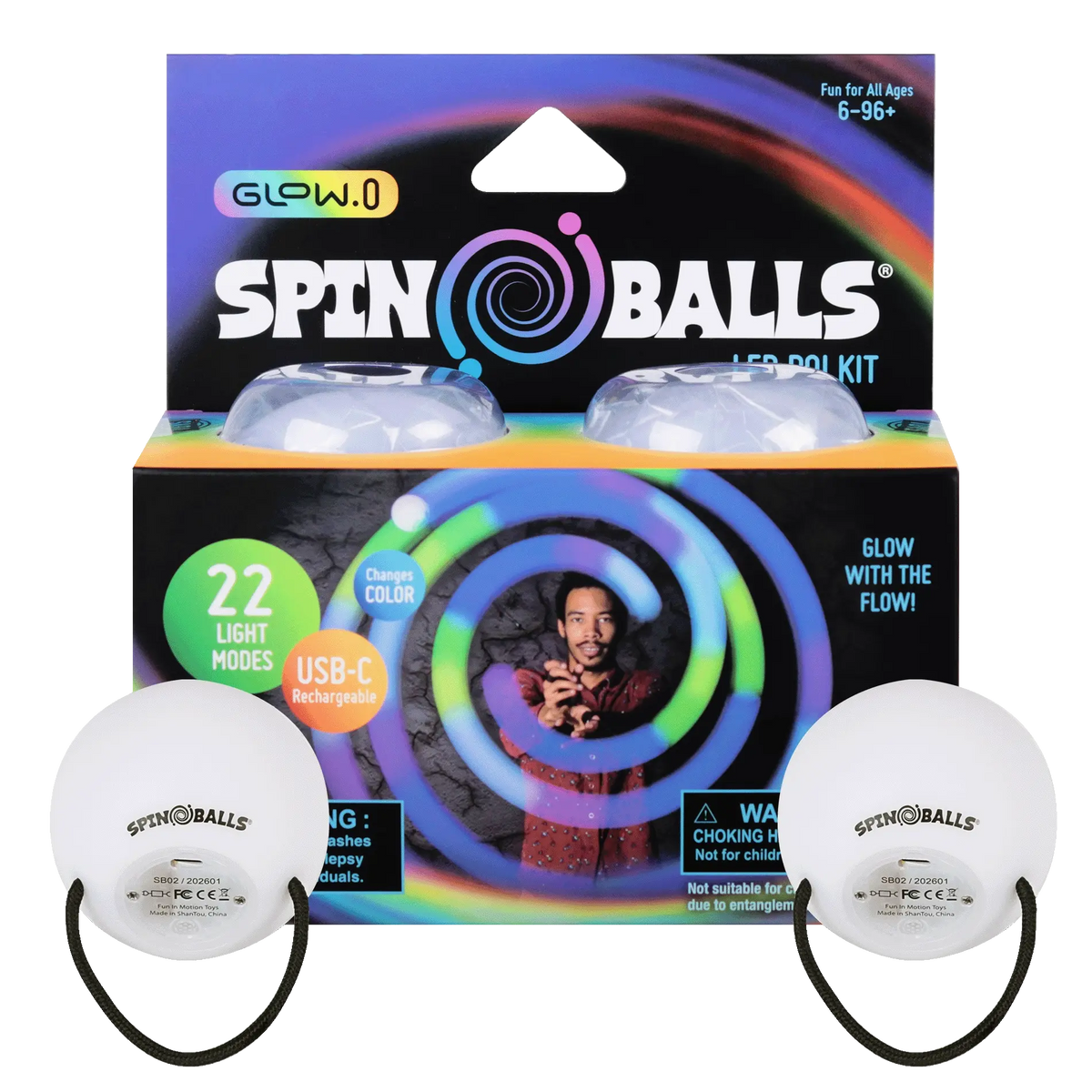 Spinballs Glow. 0 LED Rechargeable Poi Set