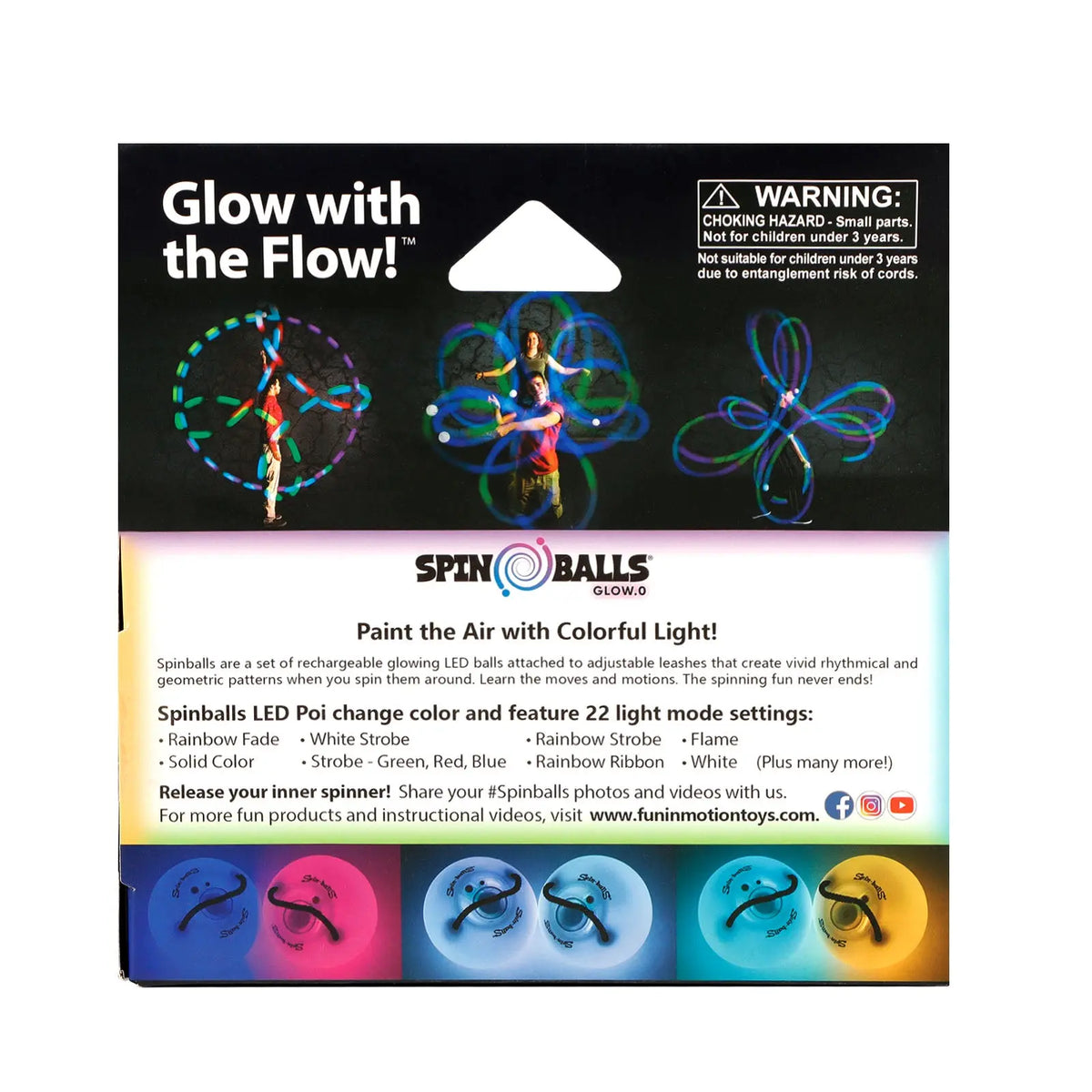 Spinballs Glow. 0 LED Rechargeable Poi Set - Fun In Motion Toys