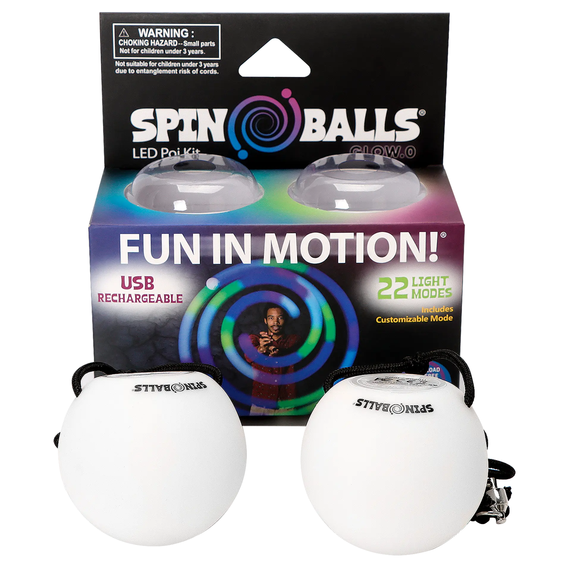 Spinballs Glow. 0 LED Rechargeable Poi Set