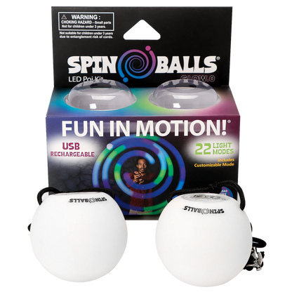 Spinballs Glow. 0 LED Rechargeable Poi Set - Fun In Motion Toys