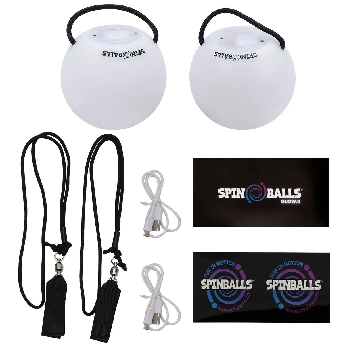 Spinballs Glow. 0 LED Rechargeable Poi Set - Fun In Motion Toys